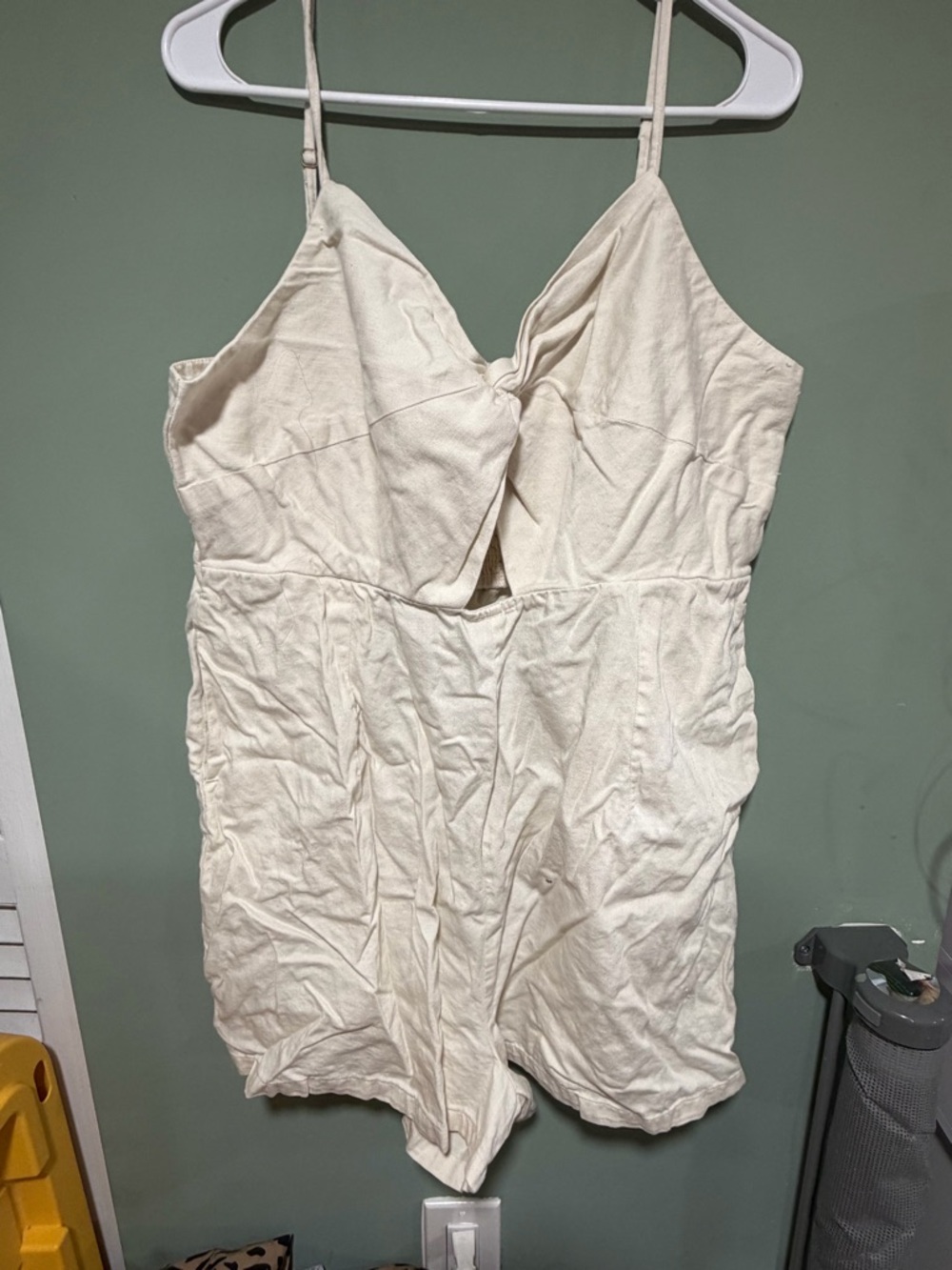 Old Navy Cream Twist-Front Spaghetti-Strap Sleep Romper
